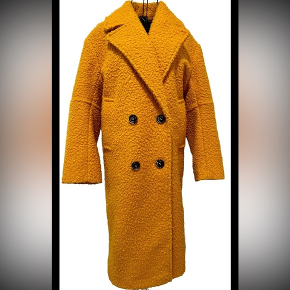 Topshop Boucle Button Front Cost. Mustard. Size 2. NWOT - Picture 5 of 12